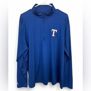 Men's Antigua Texas Rangers Intent Quarter Zip Pullover XL Blue Long Sleeve Soft
